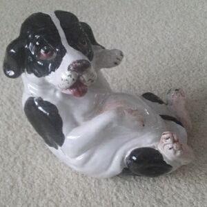 Ceramic Black and White Dog Figurine - Decorative Pet Sculpture
